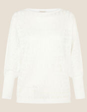 Pippa Pointelle Sheer Jumper , Ivory (IVORY), large