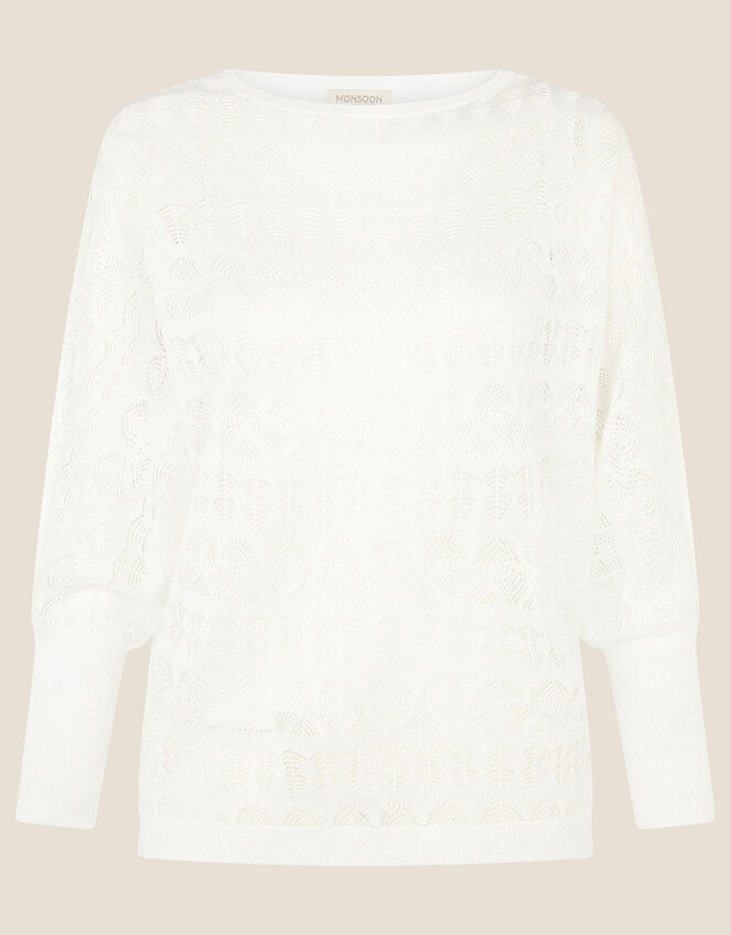 Pippa Pointelle Sheer Jumper , Ivory (IVORY), large