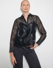 Betty Bow Organza Blouse, Black (BLACK), large