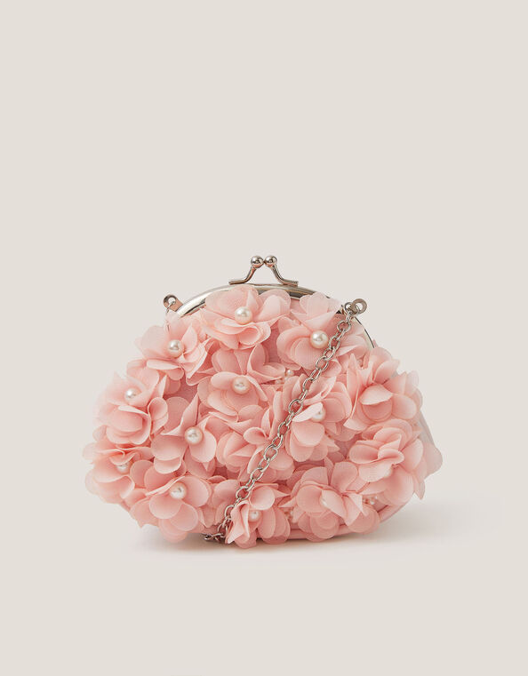 Appliqué Floral Cluster Clip Frame Bag, Pink (PALE PINK), large