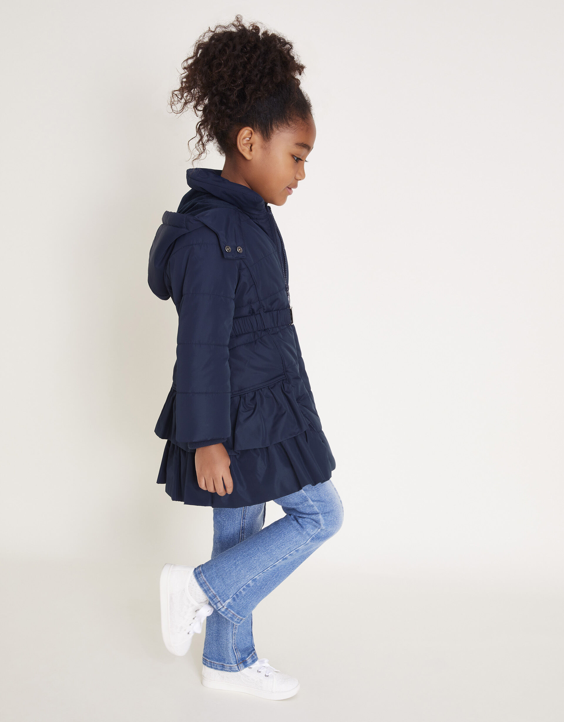 Belted Ruffle Coat Blue Girls Coats Jackets Monsoon Global