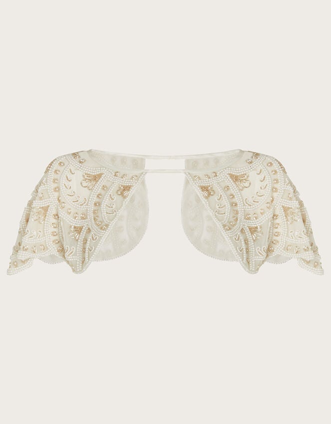 Embellished Bridal Shoulder Cape, Ivory (IVORY), large
