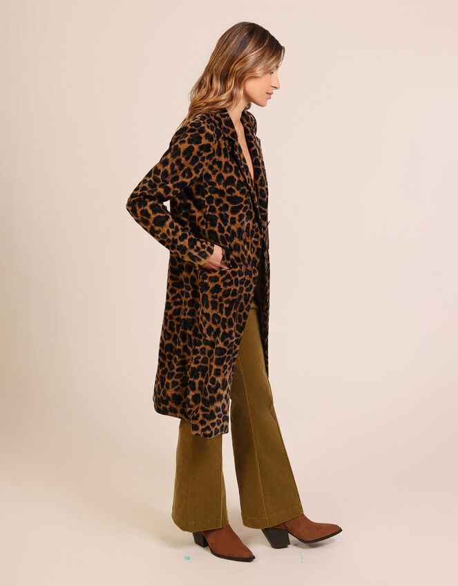 Traffic People Anarchy Leopard Print Coat, Black (BLACK), large