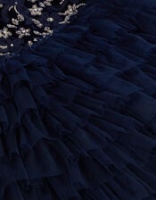 Shikha Bead Embellished Ruffle Party Dress, Blue (NAVY), large