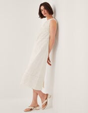 Carly Embroidered Midi Shift Dress, White (WHITE), large