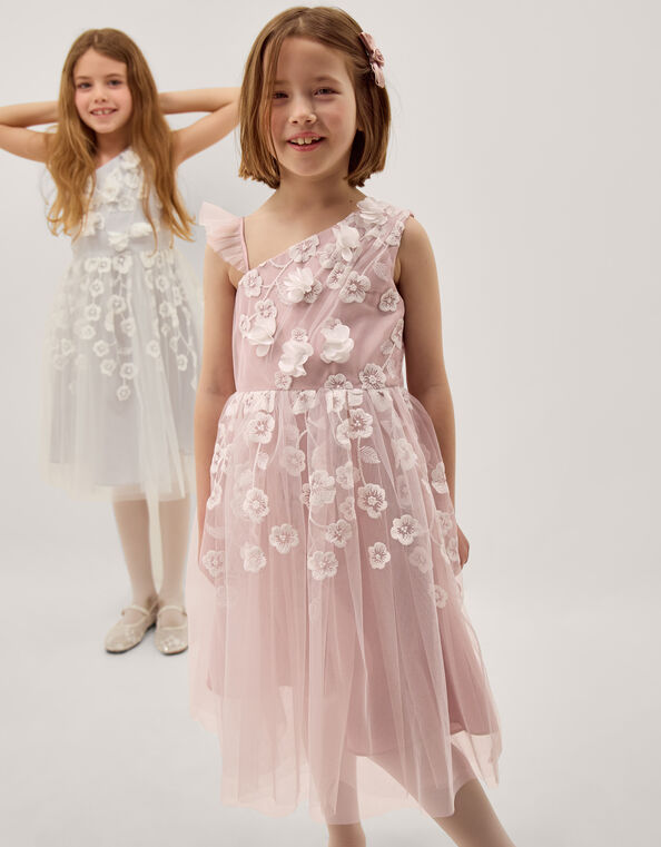 Liza Embroidered Asymmetrical Party Dress, Pink (PINK), large