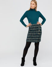 Talia Check Mini Skirt, Teal (TEAL), large