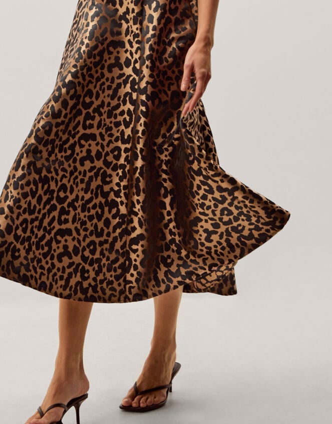 Anna Leopard Print Midi Dress, Camel (BEIGE), large