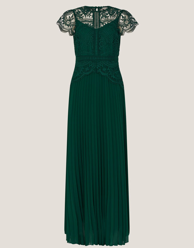Monica Lace Pleated Bridesmaid Dress, Green (DARK GREEN), large