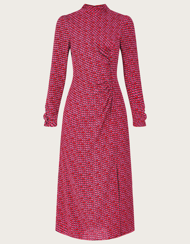 Signy Geometric Print Midi Dress, Red (RED), large