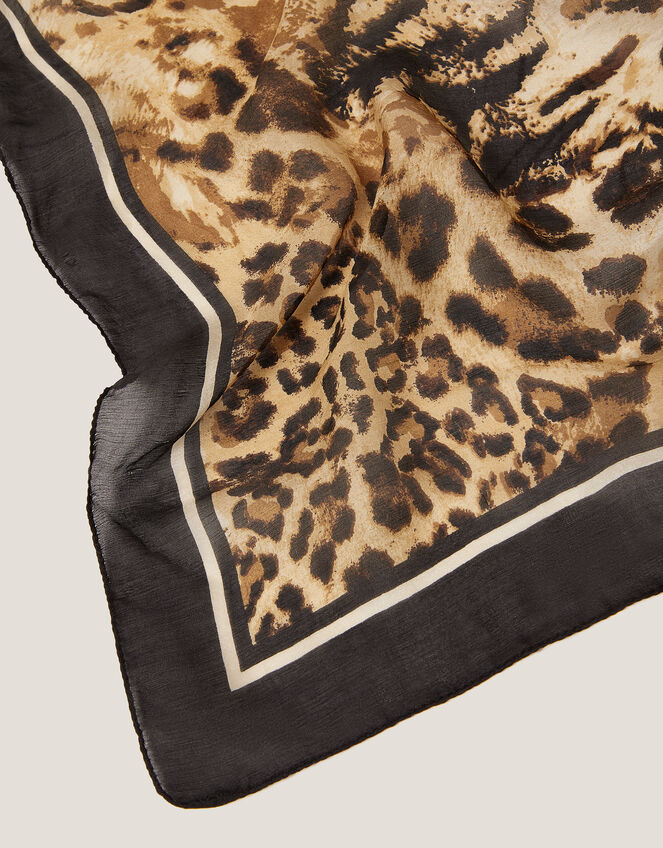 Kathie Silk Leopard Print Scarf, , large