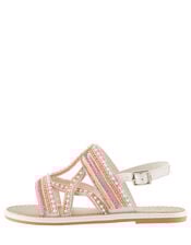 Cross Strap Beaded Sandals , Pink (PINK), large