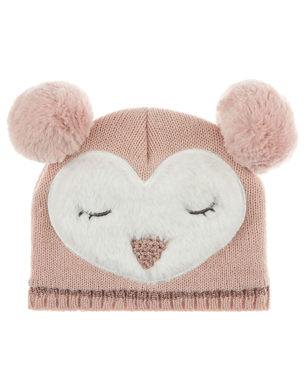Baby Pom-Pom Owl Knit Beanie Pink | Hats & Sunglasses | Monsoon Global.