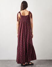 East Paola Sleeveless Polka Dot Maxi Dress, Brown (BROWN), large