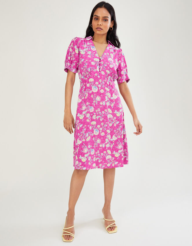 Sawyer Print Short Shirt Dress, Pink (PINK), large