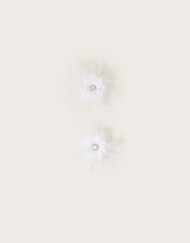 Fluffy Pearl Flower Clips Set of Two, , large