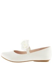 Shimmer Corsage Ballerina Flats, Ivory (IVORY), large
