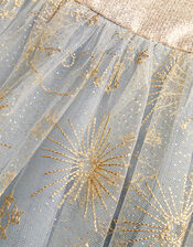 Land of Wonder Fairytale Embroidered Jacquard Dress, Gray (GREY), large