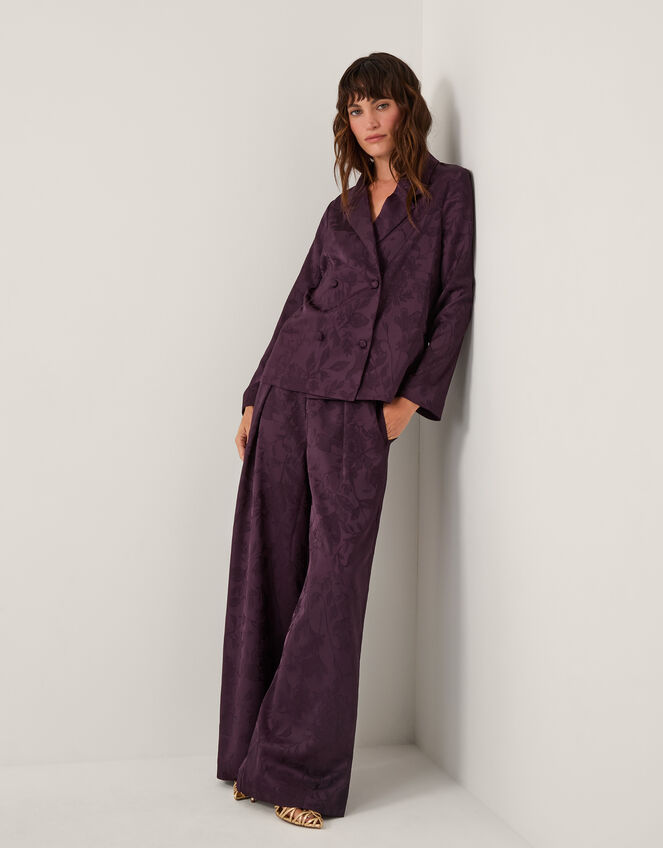 Rory Floral Satin Blazer, Purple (PURPLE), large