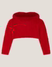 Baby Detachable Collar Fuzzy Cardigan, Red (RED), large