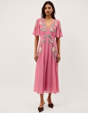 Cora Embellished Floral Midi Dress, Pink (ROSE), large