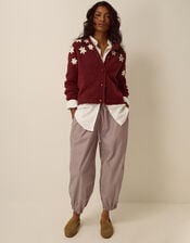 Erin Floral Embroidered Cardigan, Red (BURGUNDY), large