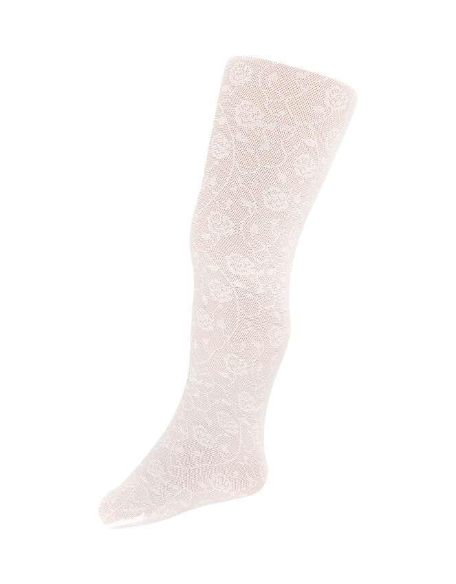 Baby Rose Trellis Tights, White (WHITE), large