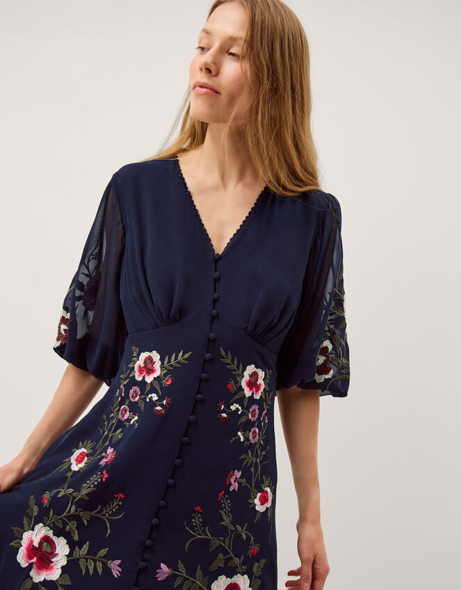 Emi Floral Embroidered Maxi Dress, Blue (NAVY), large