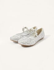 Sparkle Butterfly Ballerina Flats, Silver (SILVER), large