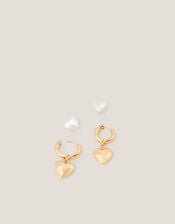 2-Pack Heart Stud & Hoop Earrings, , large
