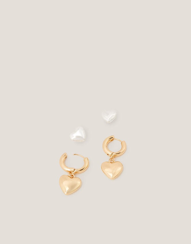 2-Pack Heart Stud & Hoop Earrings, , large
