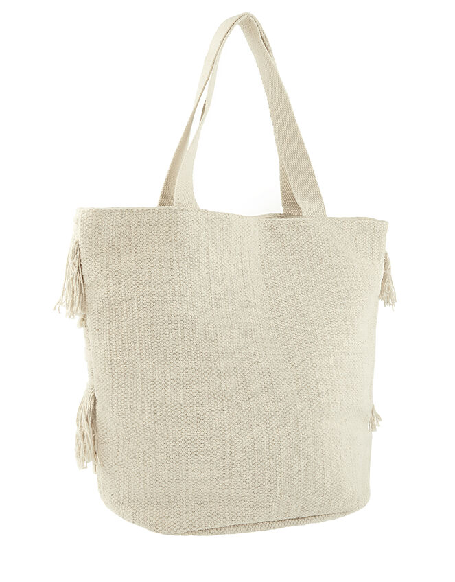 Fringe Textured Shopper Bag, , large