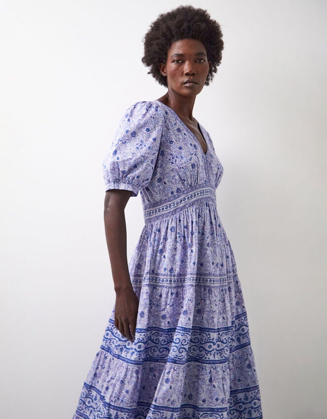 East Tiera Floral Tiered Maxi Dress, Blue (BLUE), large