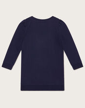 Star Sequin Spray Longline Sweat Top, Blue (NAVY), large