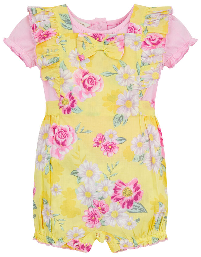 Newborn Baby Floral Romper Set, Yellow (YELLOW), large