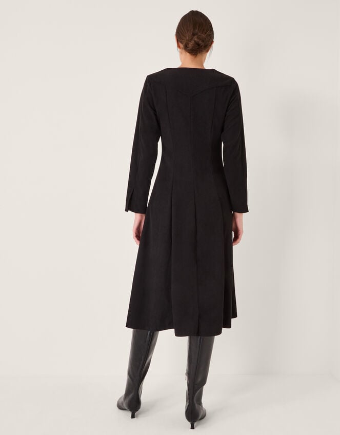 Shaw Corduroy Midi Dress, Black (BLACK), large
