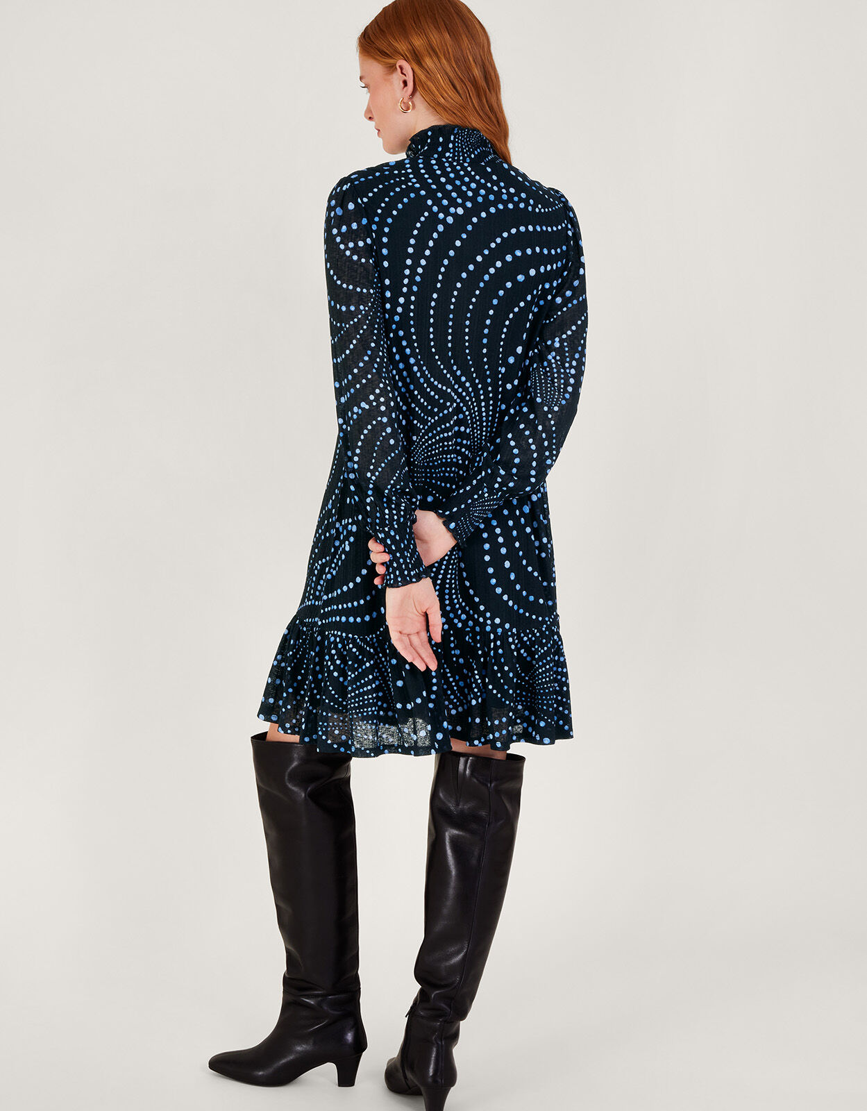 Black spotted asymmetrical dress on sale