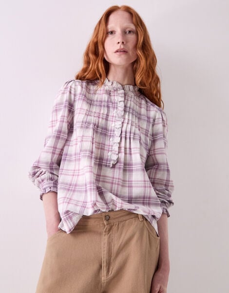East Mina Check Cotton Shirt, Multi (MULTI), large