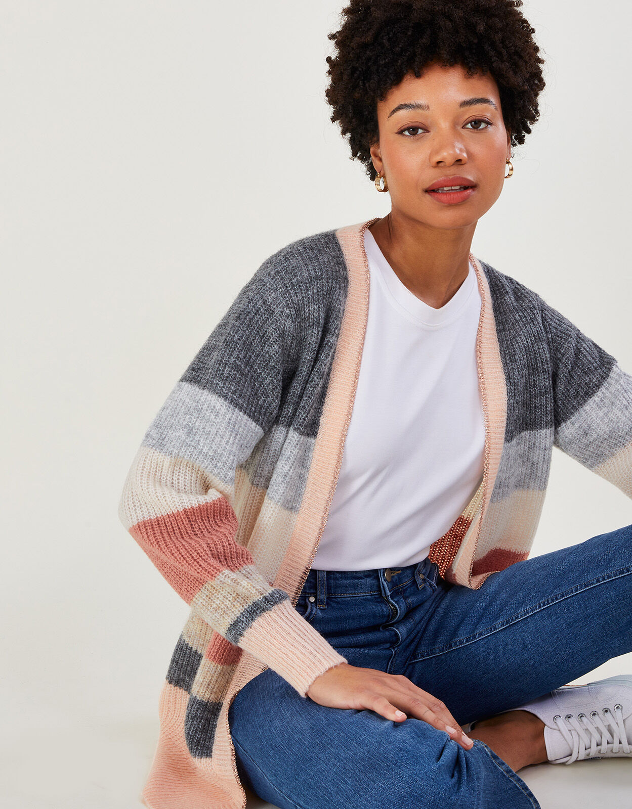 Stripe Cardigan with Recycled Polyester Multi