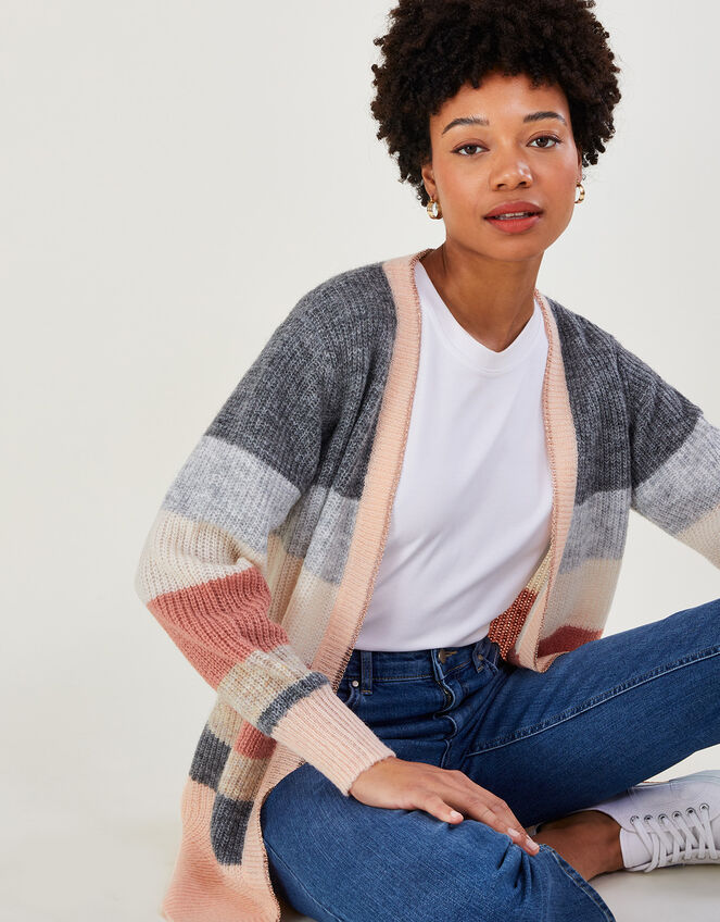 Stripe Cardigan with Recycled Polyester, Multi (MULTI), large