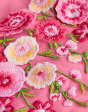 Floral Embroidered Tulle Dress and T-Shirt Set, Pink (PINK), large