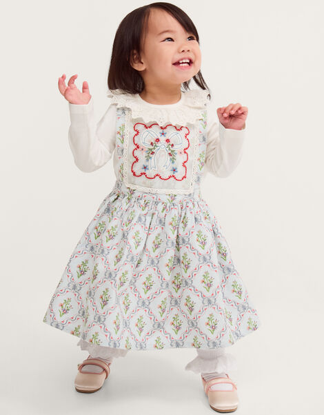 Baby Mon Cheri Pinafore Dress & Top Set, Blue (BLUE), large