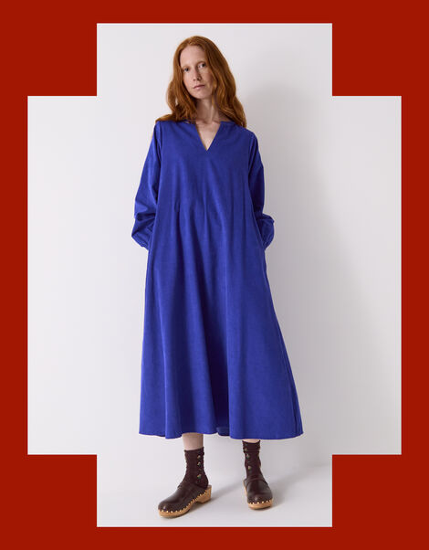 East Mahi Corduroy Midi Dress, Blue (BLUE), large