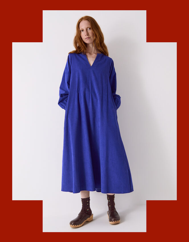 East Mahi Corduroy Midi Dress, Blue (BLUE), large