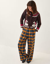 Monsoon x Sarah Corbett-Winder Swan Fair Isle Cardigan, Brown (CHOCOLATE), large