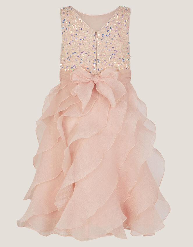 Sequin Waterfall Ruffle Party Dress, Pink (PINK), large