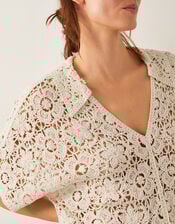 Ren Crochet Collared Blouse, Ivory (IVORY), large