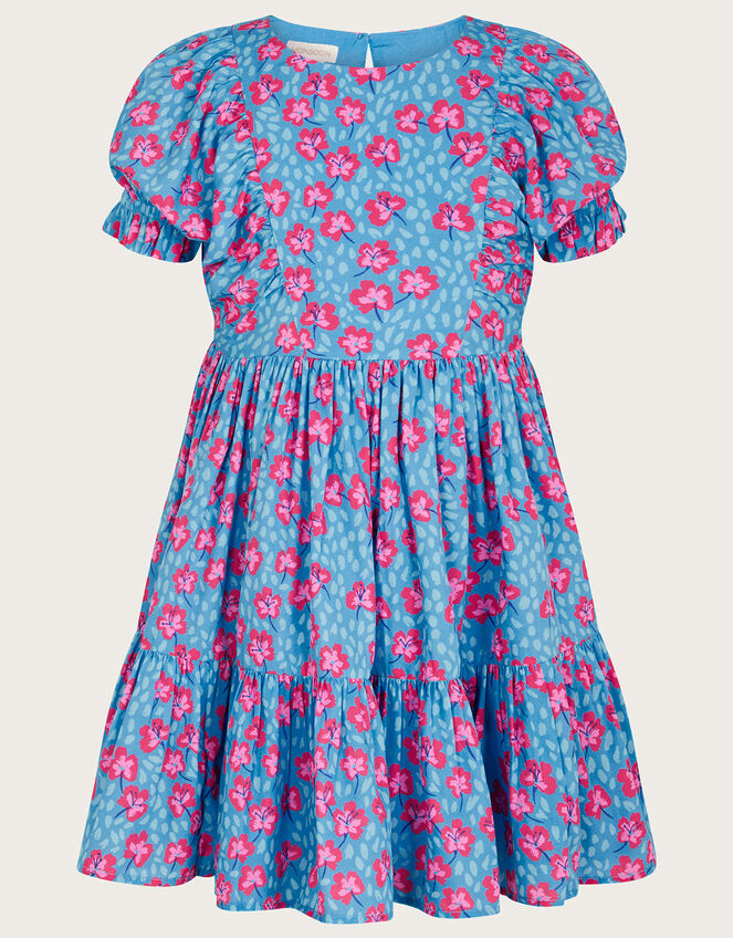 Cherry Blossom Print Dress, Blue (BLUE), large