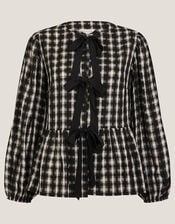Violet Bow Check Blouse, Black (BLACK), large