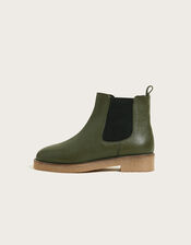 Chiswick Leather Chelsea Boots, Green (KHAKI), large